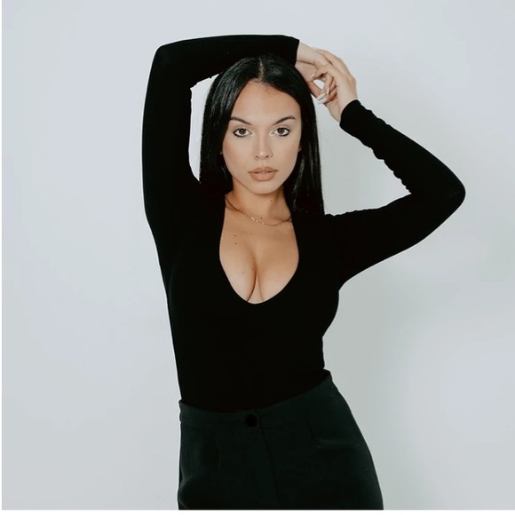 klassy network Tops - Deep V Bodysuit